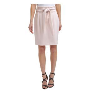DKNY Womens Pink Stretch Zippered Tie Front Short Evening Pencil Skirt 12